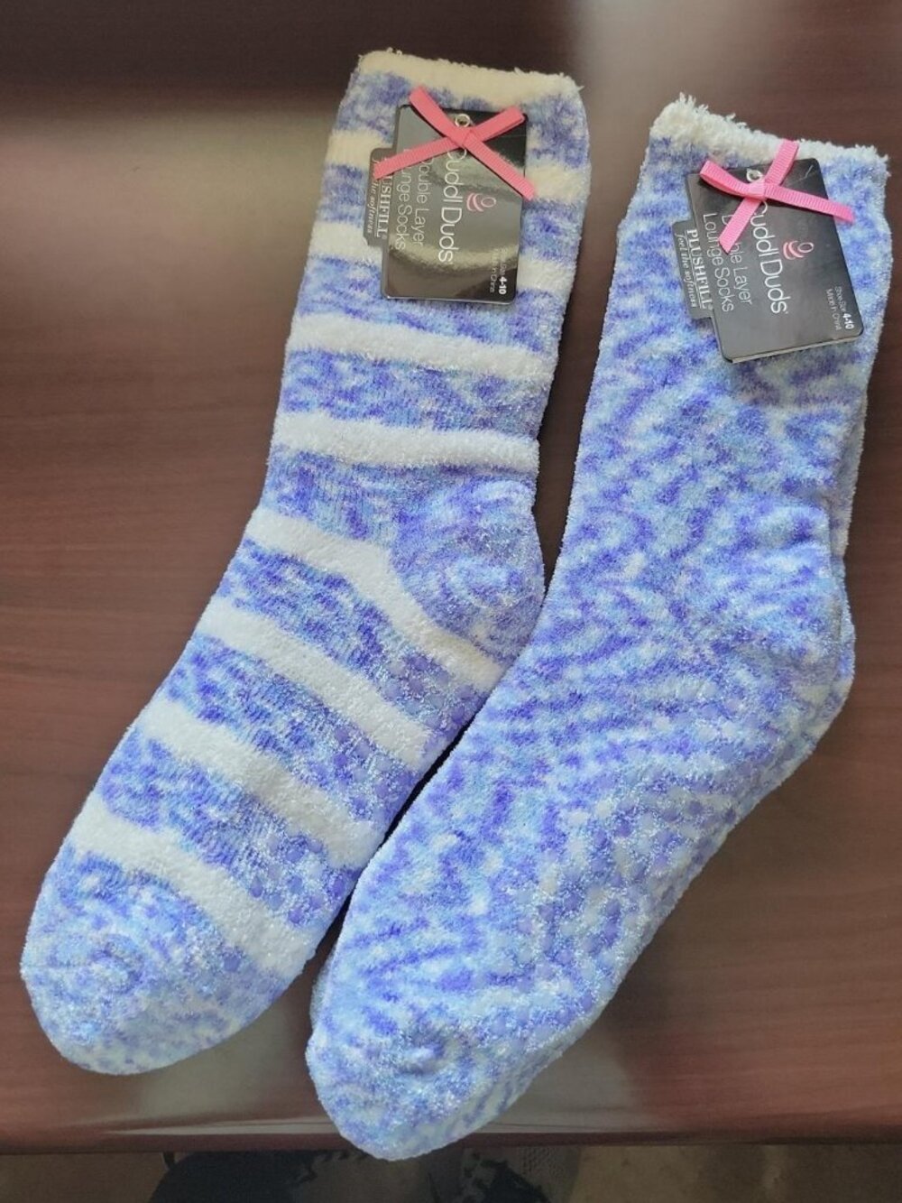 2 pk Muk Luks Double Layer Lounge Socks Blue NWT